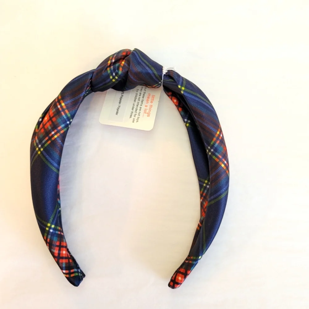 New! J. Crew Crewcuts Girls Blue Tartan Plaid Headband Hair NWT